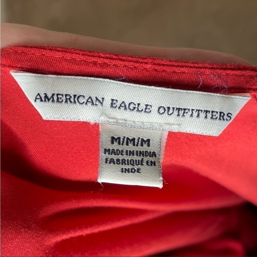 AMERICAN EAGLE Red Bell Sleeve Tie Front Romper size M - Picture 9 of 10